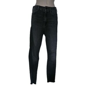 Mother Womens 24 Zipper Fly High Rise Looker Ankle Fray Jeans Gray Denim Flaw